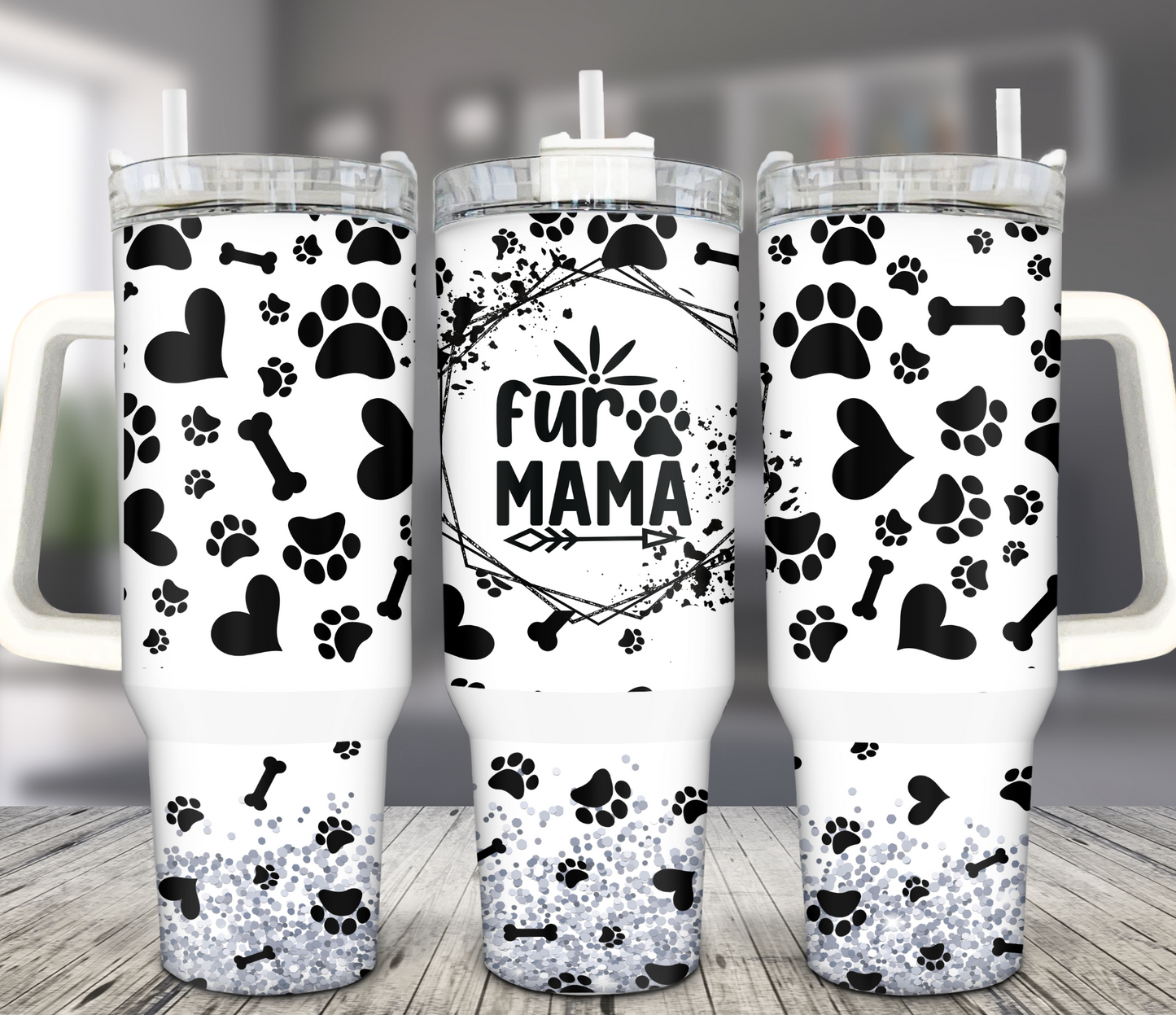 40OZ WHITE TALL CAR MUG - FUR MAMA