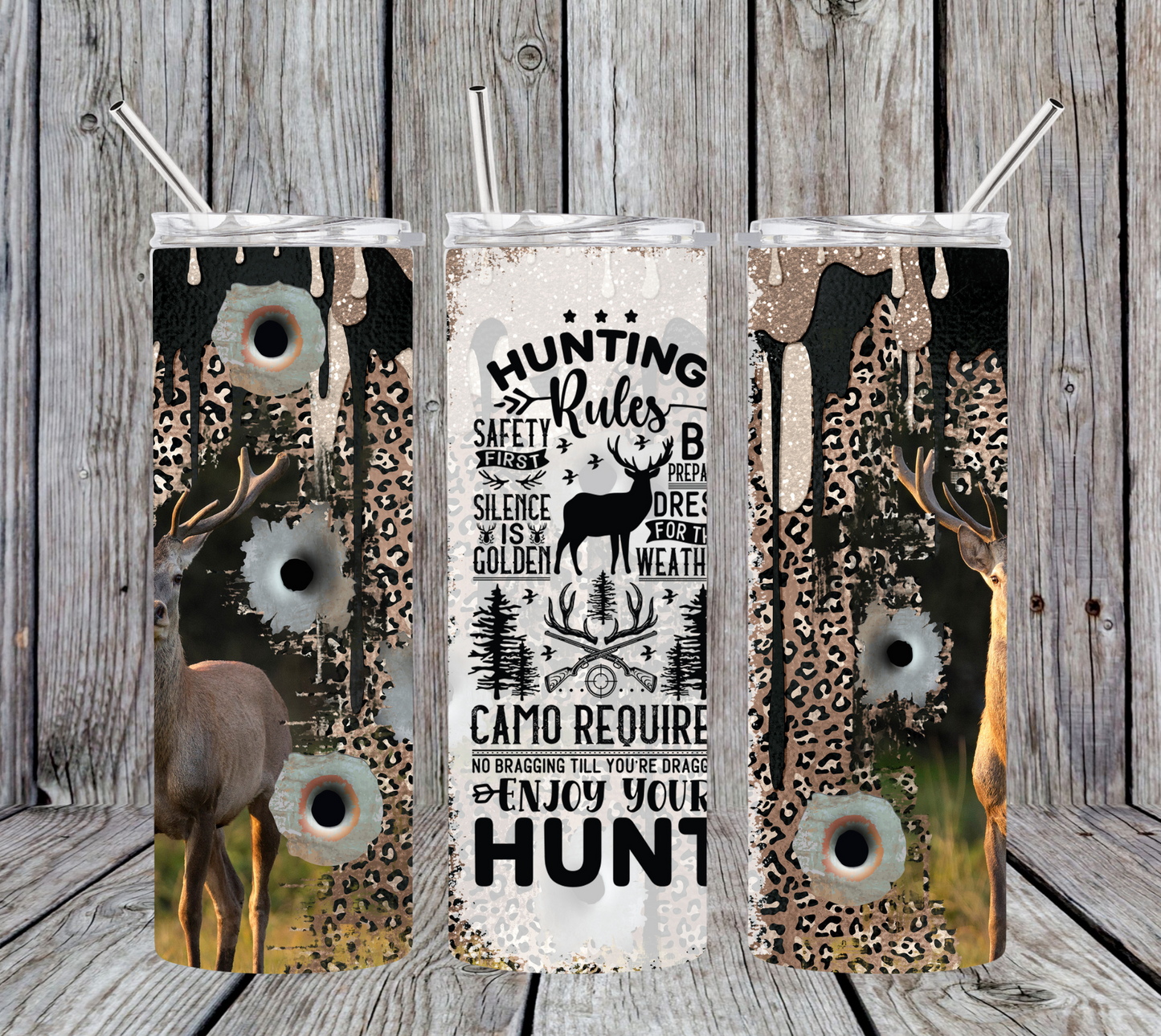 30OZ SKINNY TUMBLER - DEER HUNTING RULES
