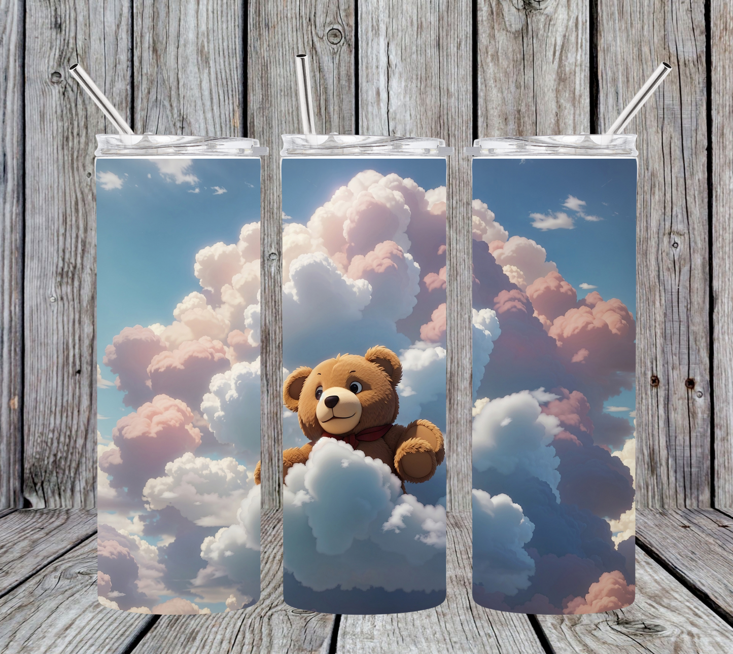 30OZ SKINNY TUMBLER - TEDDY BEAR IN CLOUDS