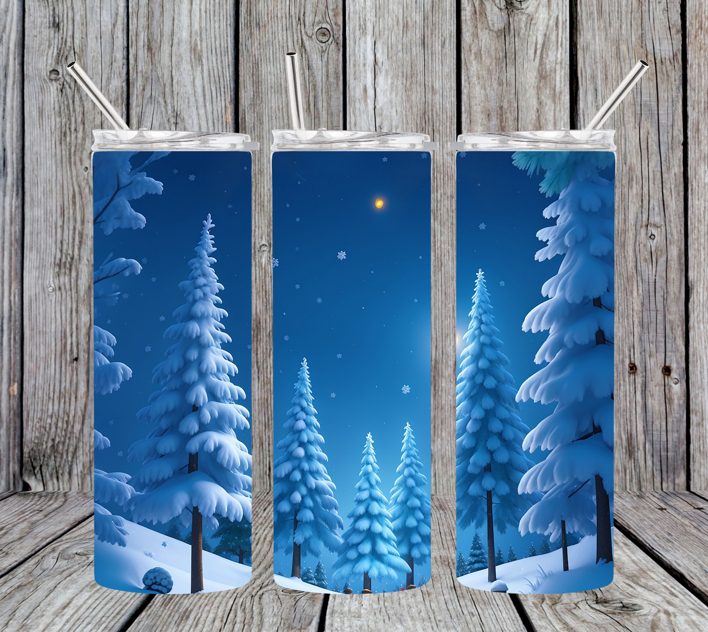 30OZ SKINNY TUMBLER - SNOWY TREE SCENE