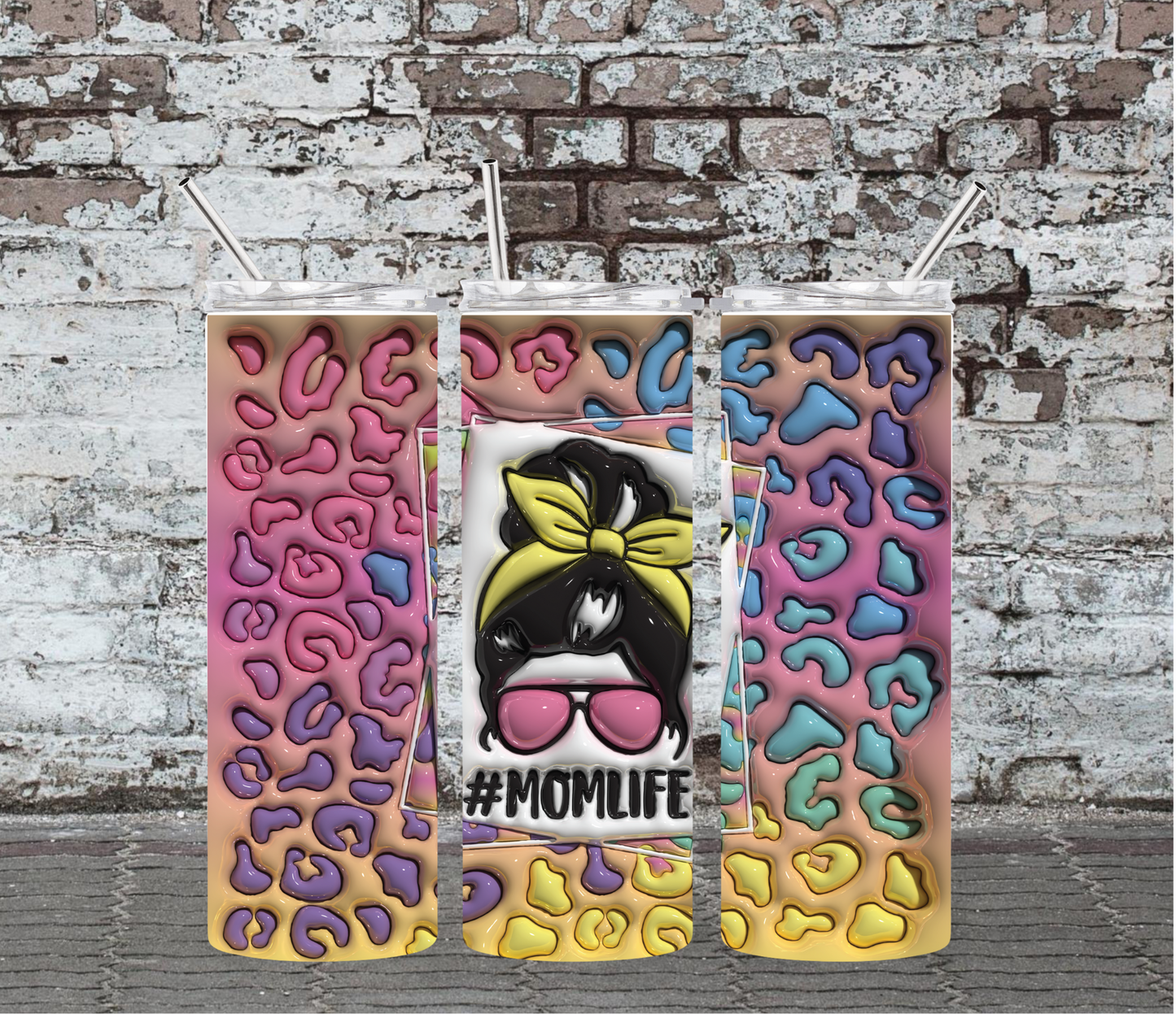 20OZ SKINNY TUMBLER - MOM LIFE - PUFFY