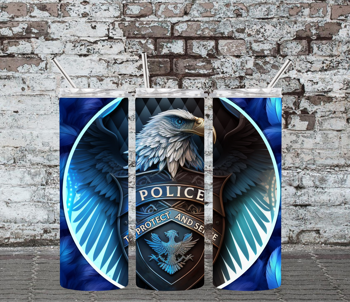 20OZ SKINNY TUMBLER - POLICE EAGLE