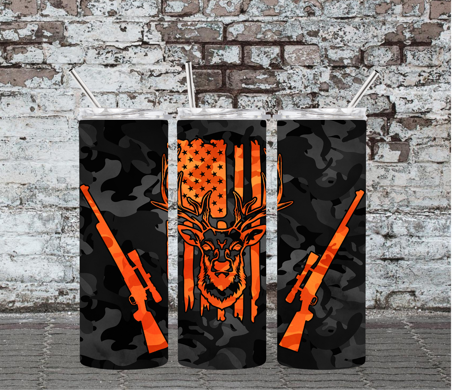 HUNTER ORANGE DEER - 20OZ SKINNY TUMBLER