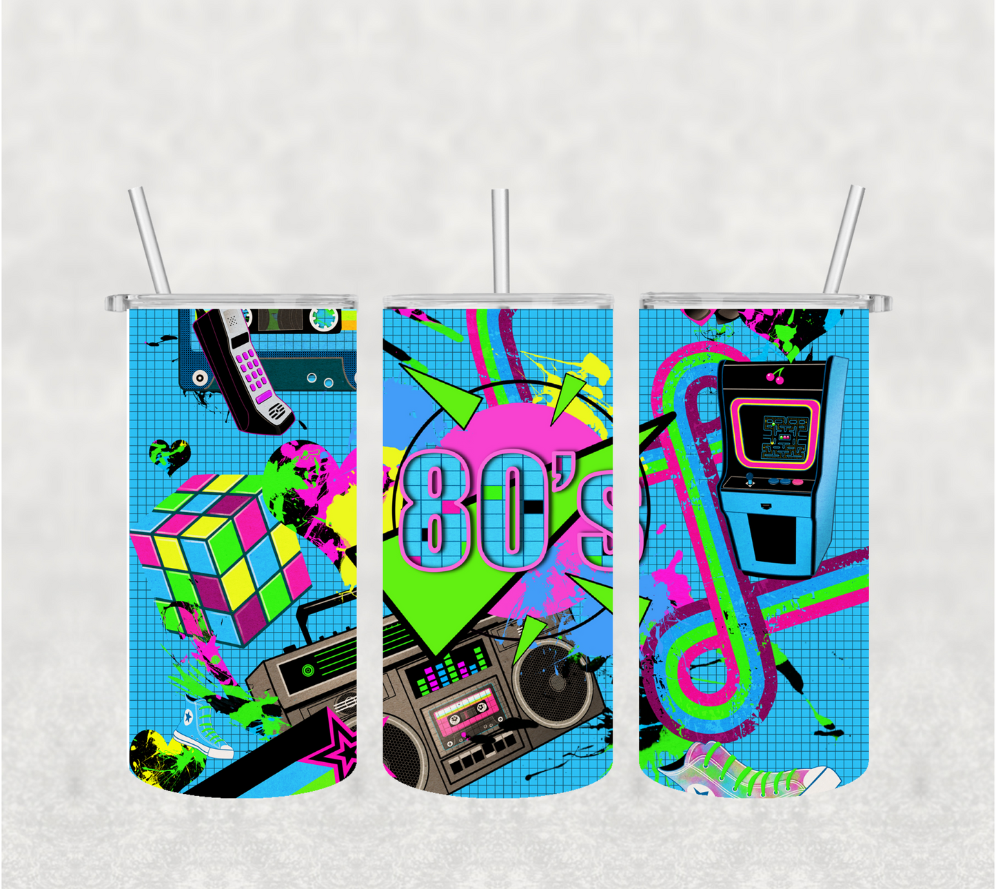 14OZ SKINNY TUMBLER - 80s MUSIC