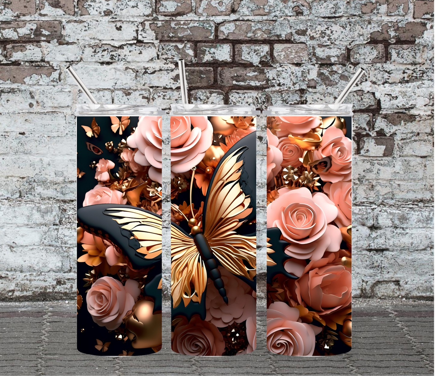 20OZ SKINNY TUMBLERS - 3D BUTTERFLY