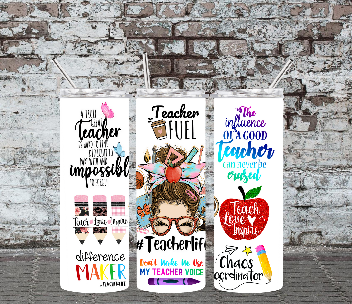 20OZ SKINNY TUMBLER -TEACHER FUEL