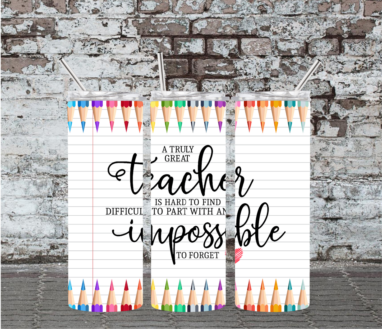 20OZ SKINNY TUMBLER - TEACHER IMPOSSIBLE