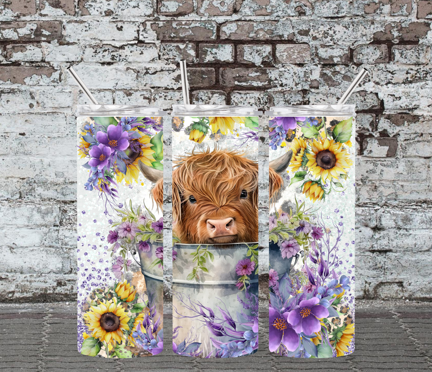20OZ SKINNY TUMBLER - HIGHLAND COW IN BUCKET