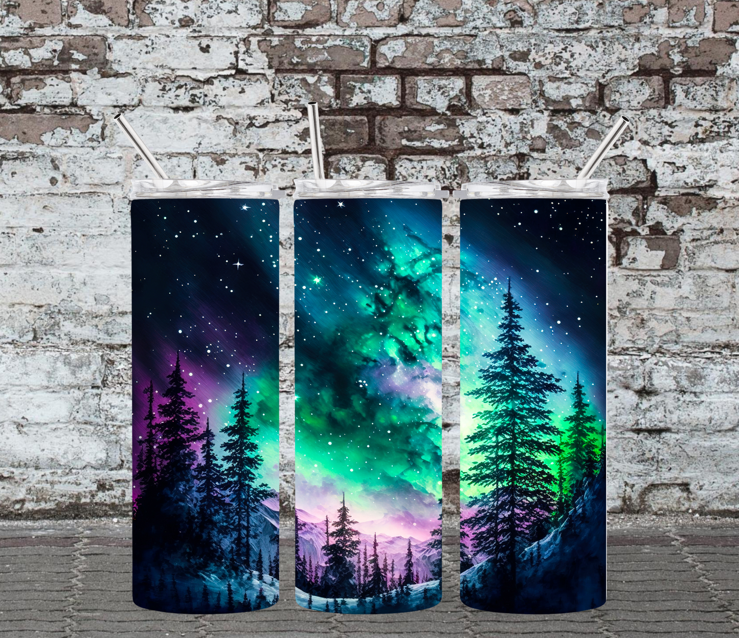 20OZ SKINNY TUMBLER - NORTHERN LIGHTS - GLOW IN THE DARK