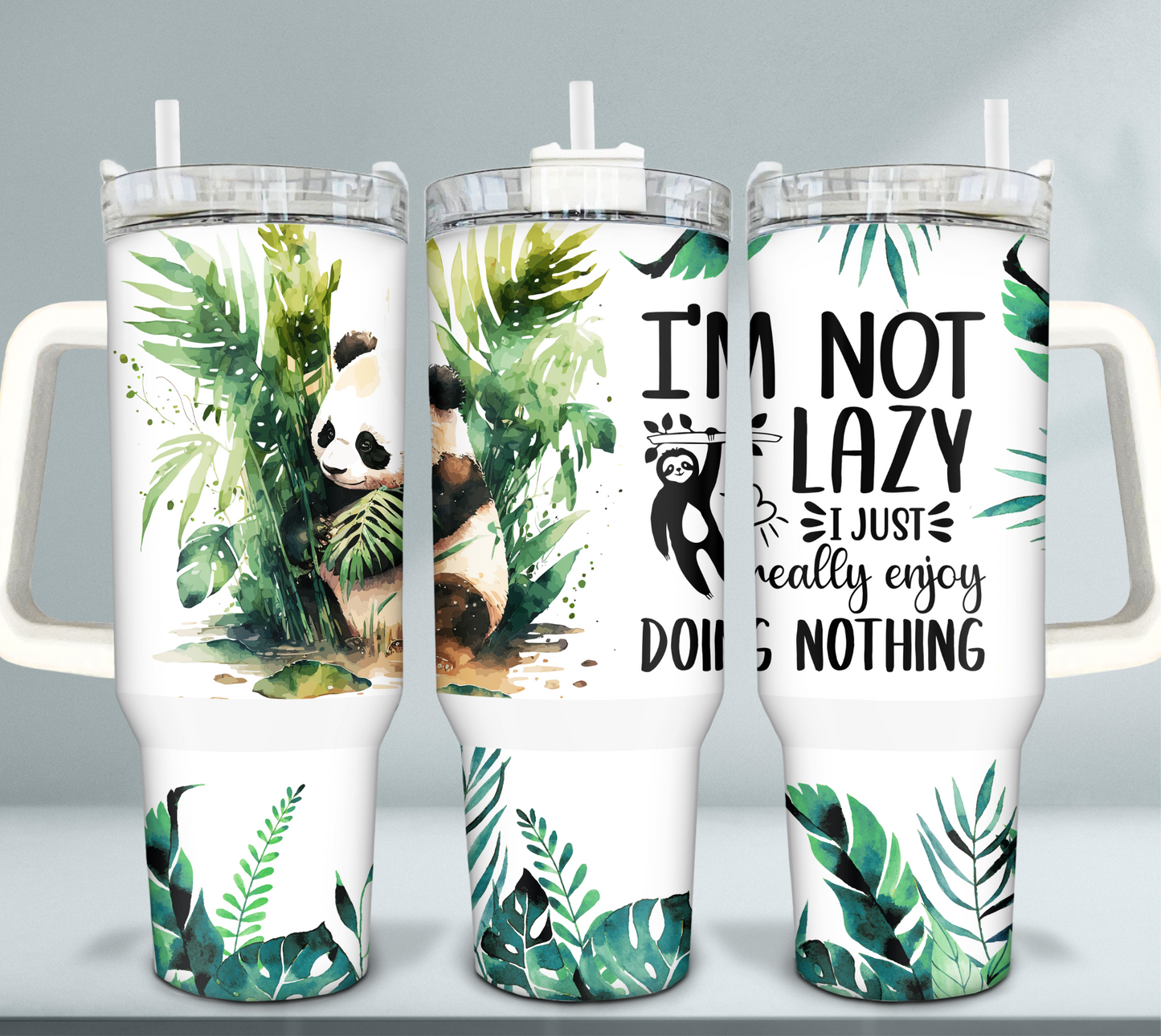 40OZ WHITE TALL CAR MUG TUMBLER - I'M NOT LAZY