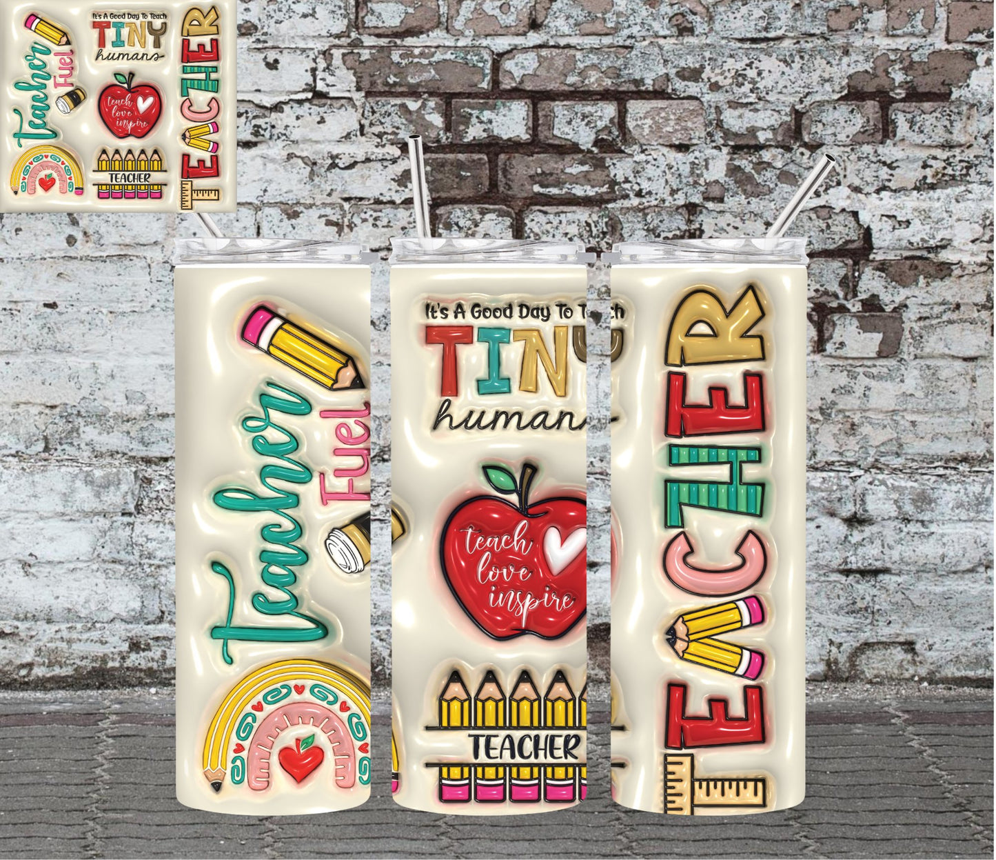 TEACHER FUEL - 20OZ SKINNY TUMBLER