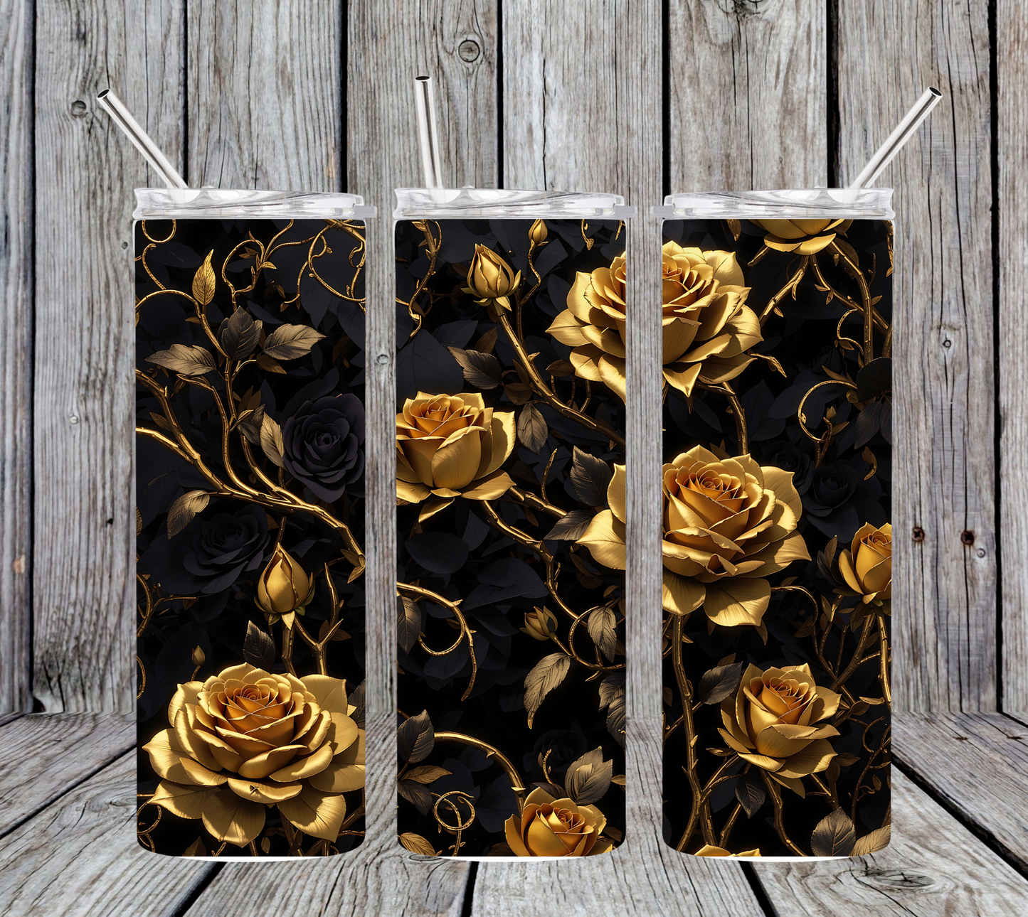 30OZ SKINNY TUMBLER - GOLD ROSE