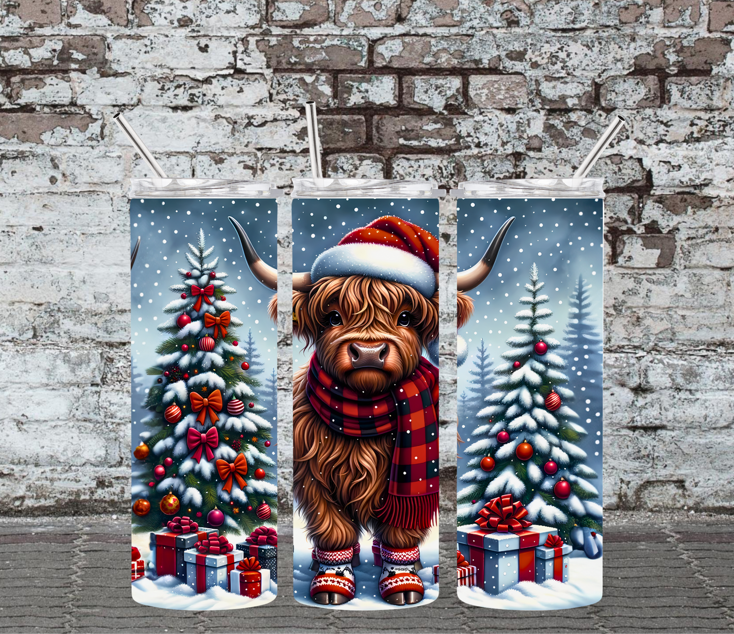 CHRISTMAS HIGHLAND COW - 20OZ SUBLIMATION TUMBLER WRAP