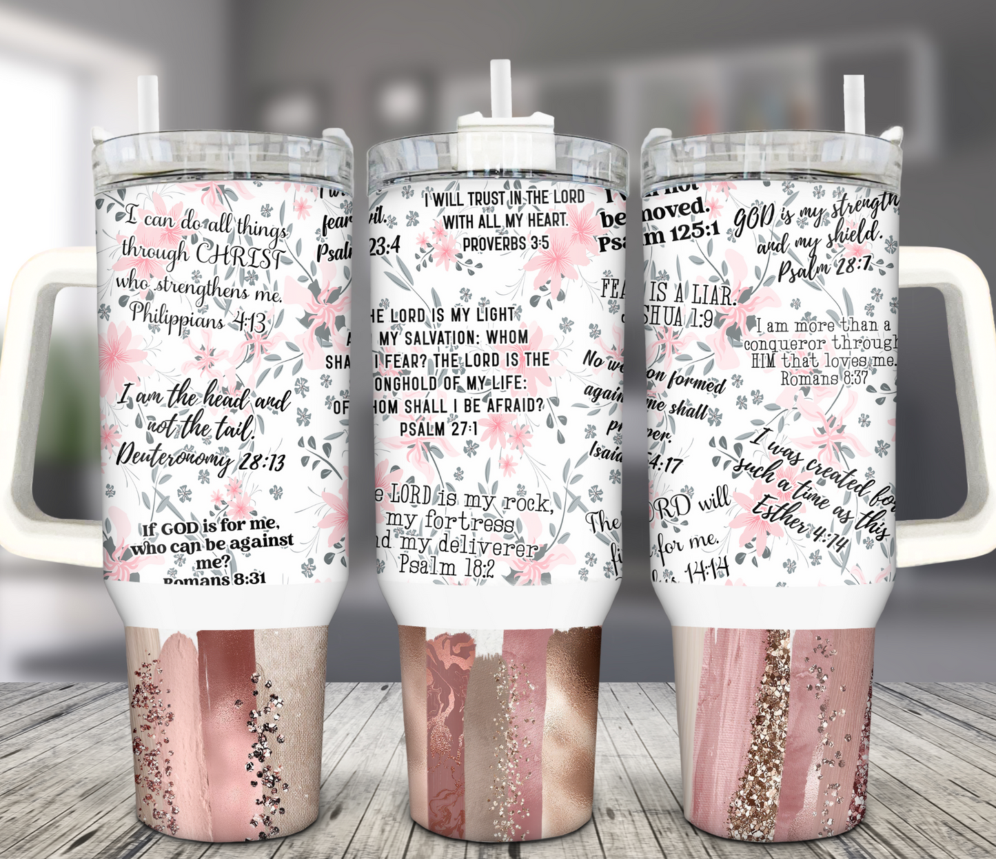 40OZ WHITE TALL CAR MUG TUMBLER - BIBLE VERSUS