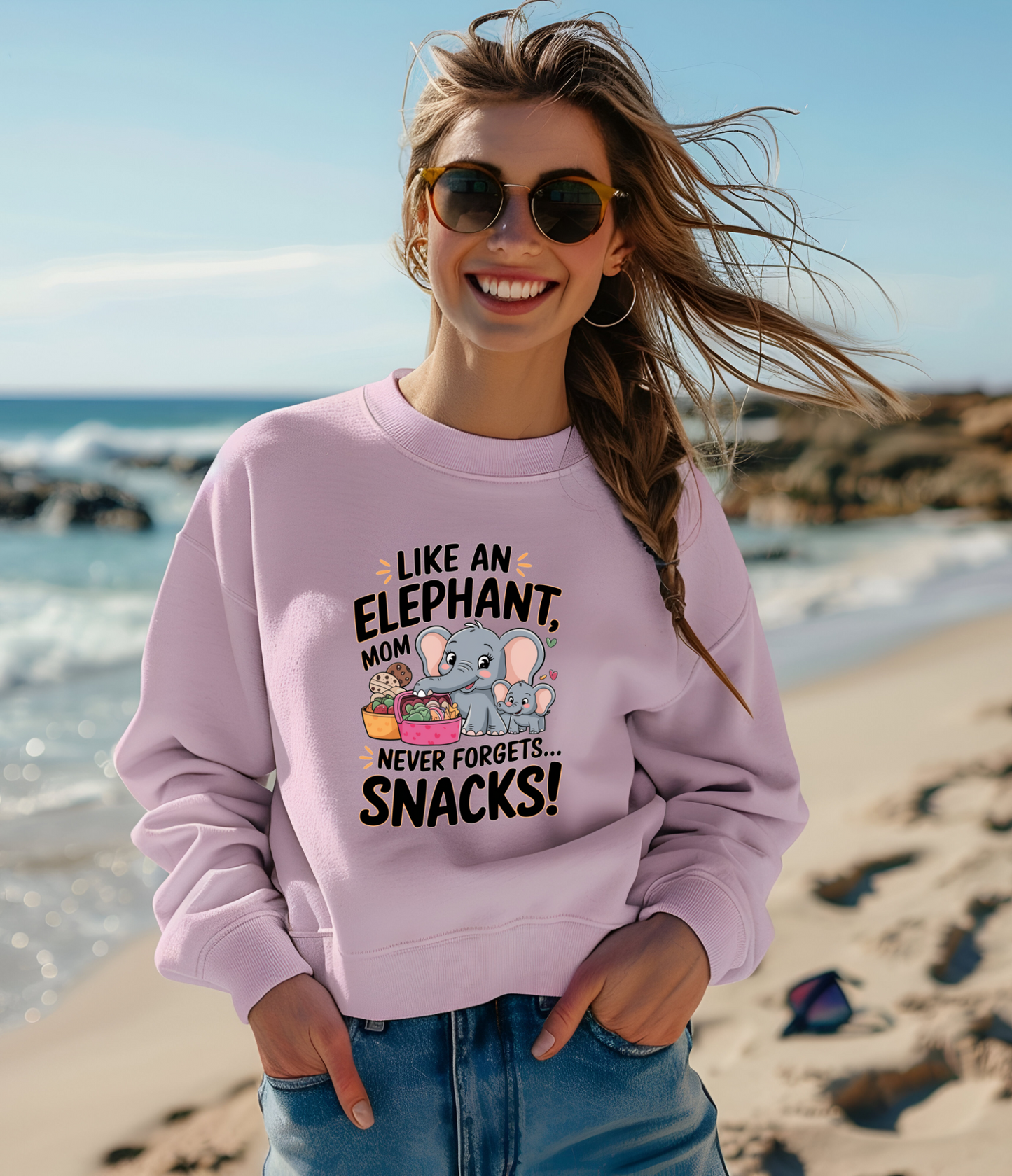 LIKE AN ELEPHANT MOM NEVER FORGETS SNACKS - SWEATSHIRT