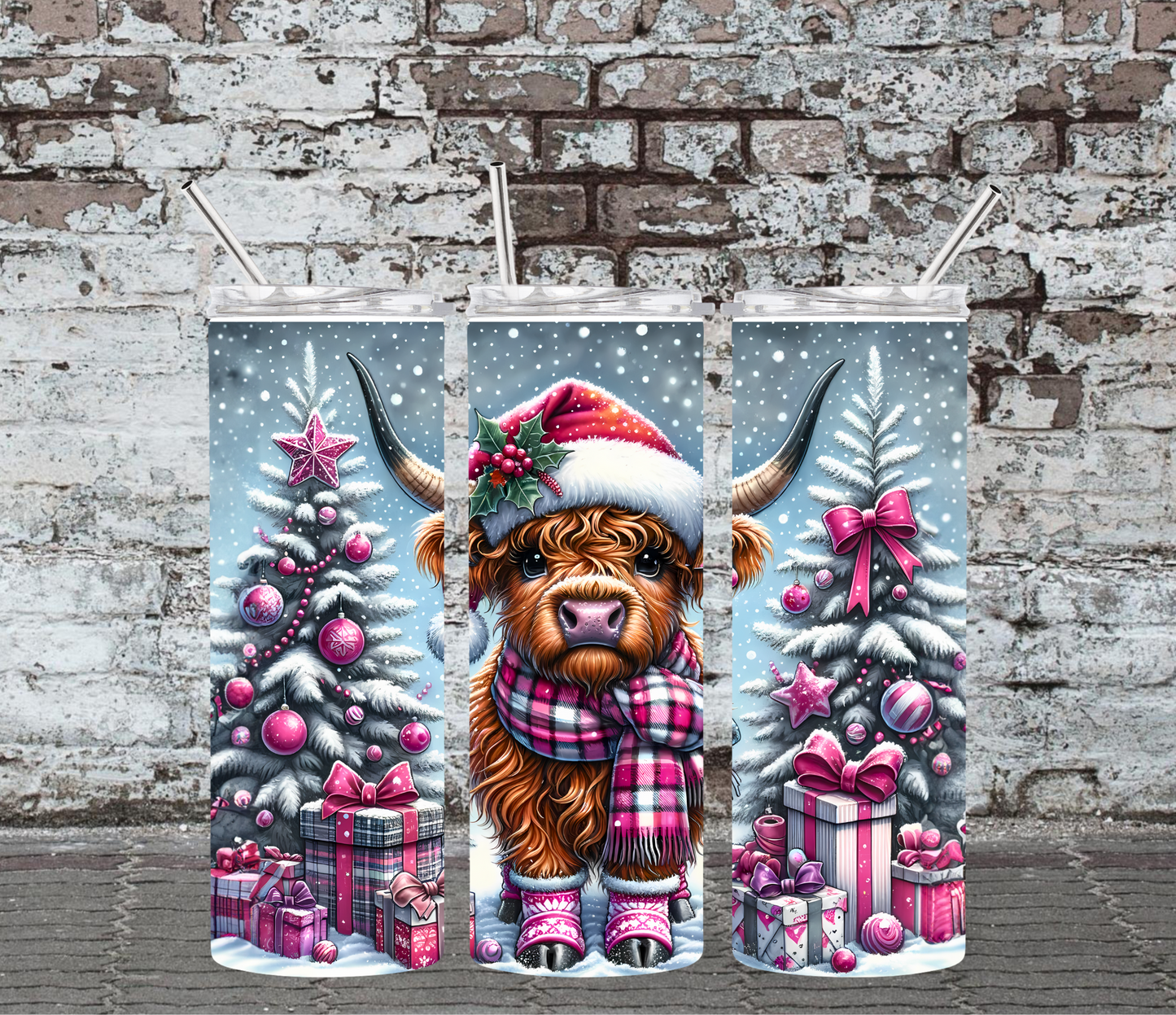 CHRISTMAS HIGHLAND COW - 20OZ SUBLIMATION TUMBLER WRAP