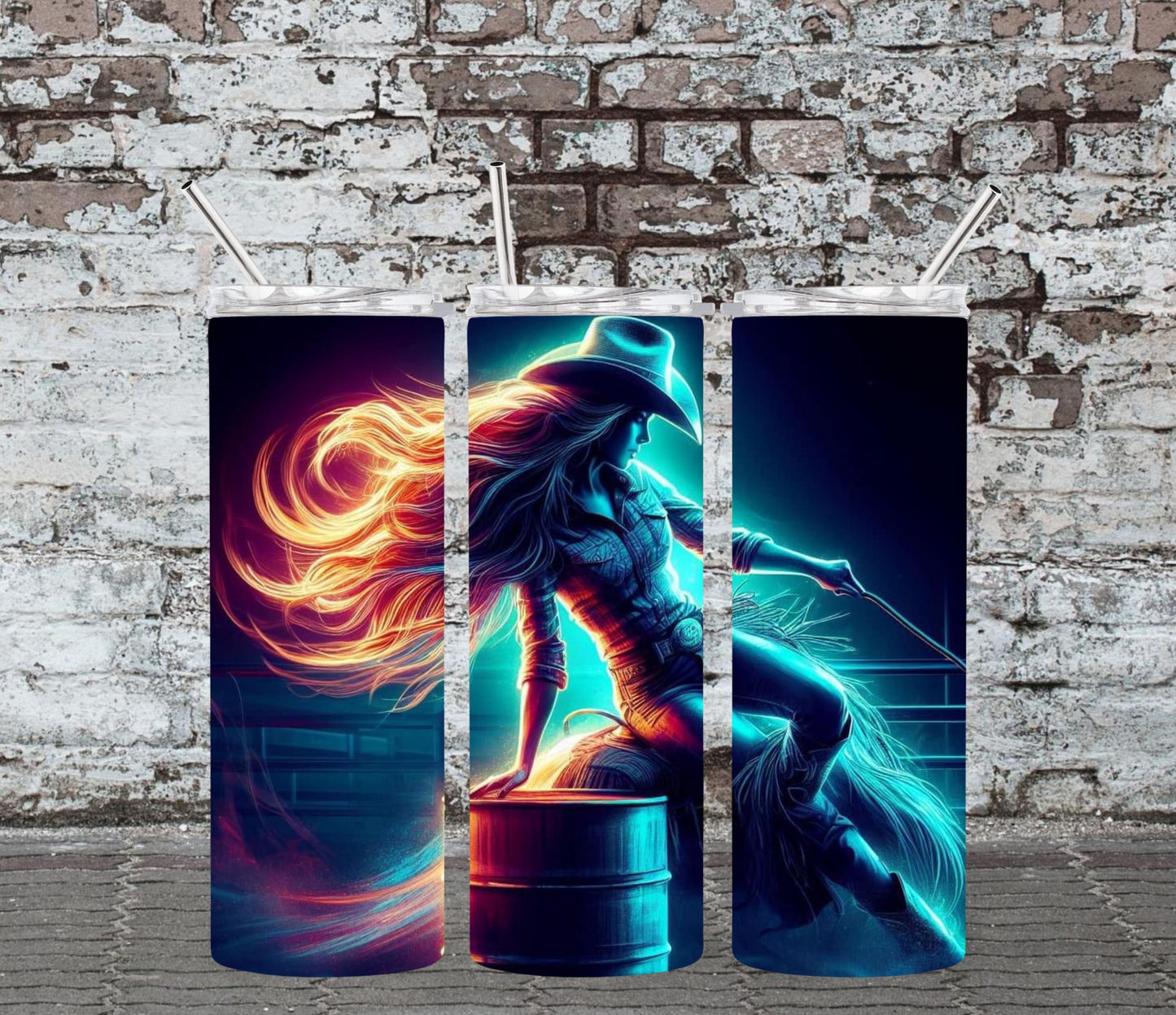 20OZ SKINNY TUMBLER - BARREL RACER 1