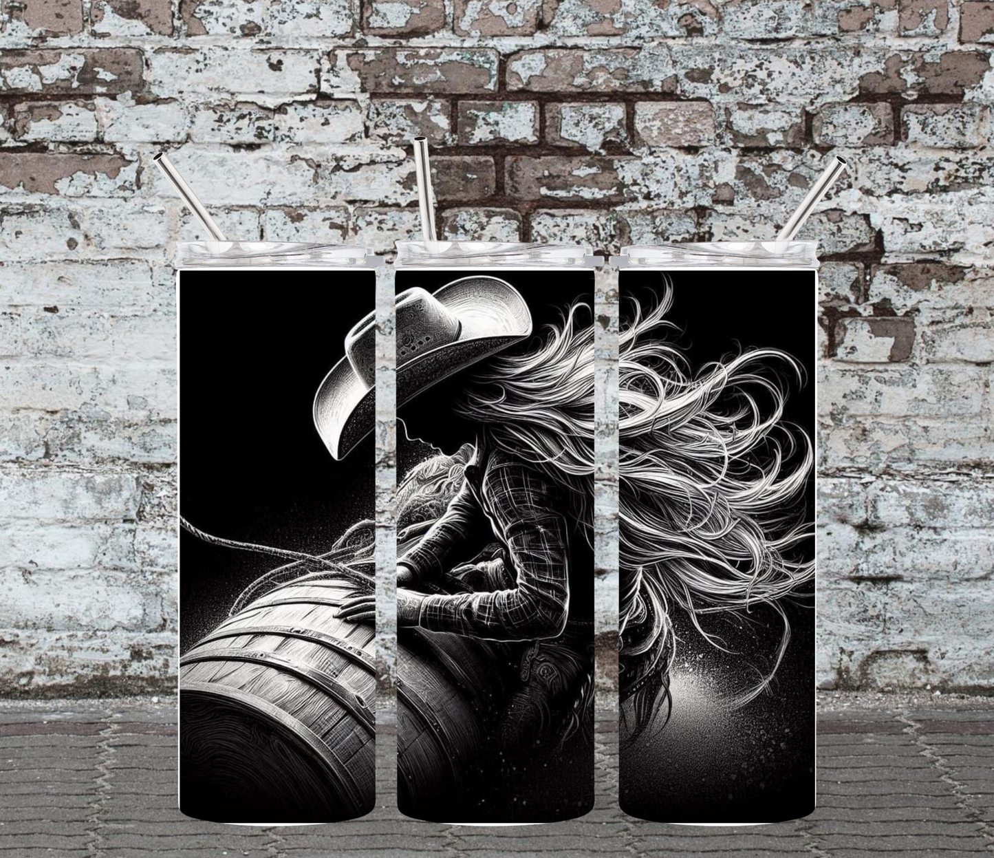 20OZ SKINNY TUMBLER - BARREL RACER 4
