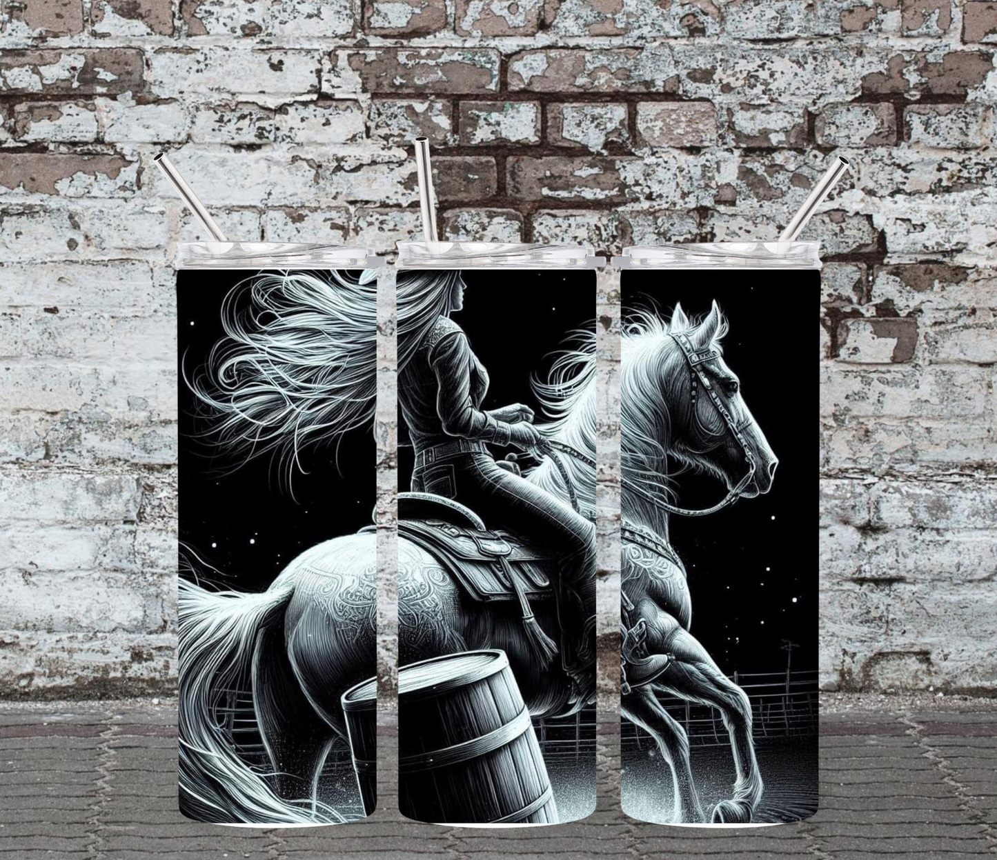 20OZ SKINNY TUMBLER - BARREL RACER 7