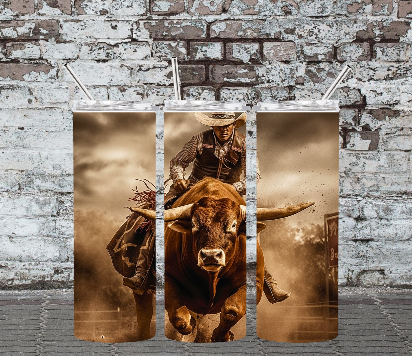 20OZ SKINNY TUMBLER - BULL RIDER