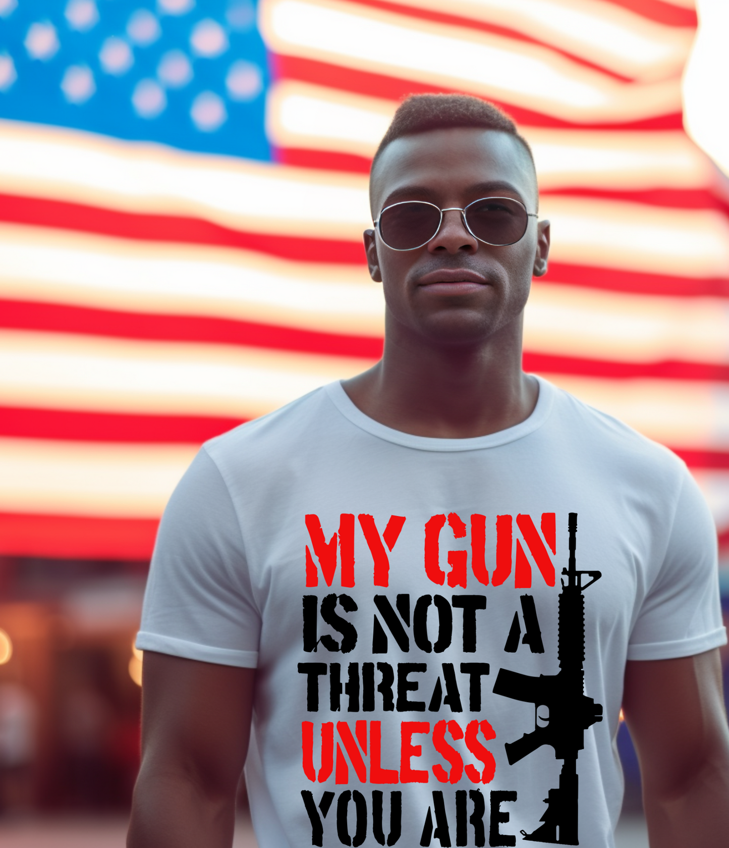 MY GUN IS NOT A THREAT UNLESS YOU ARE - T-SHIRT