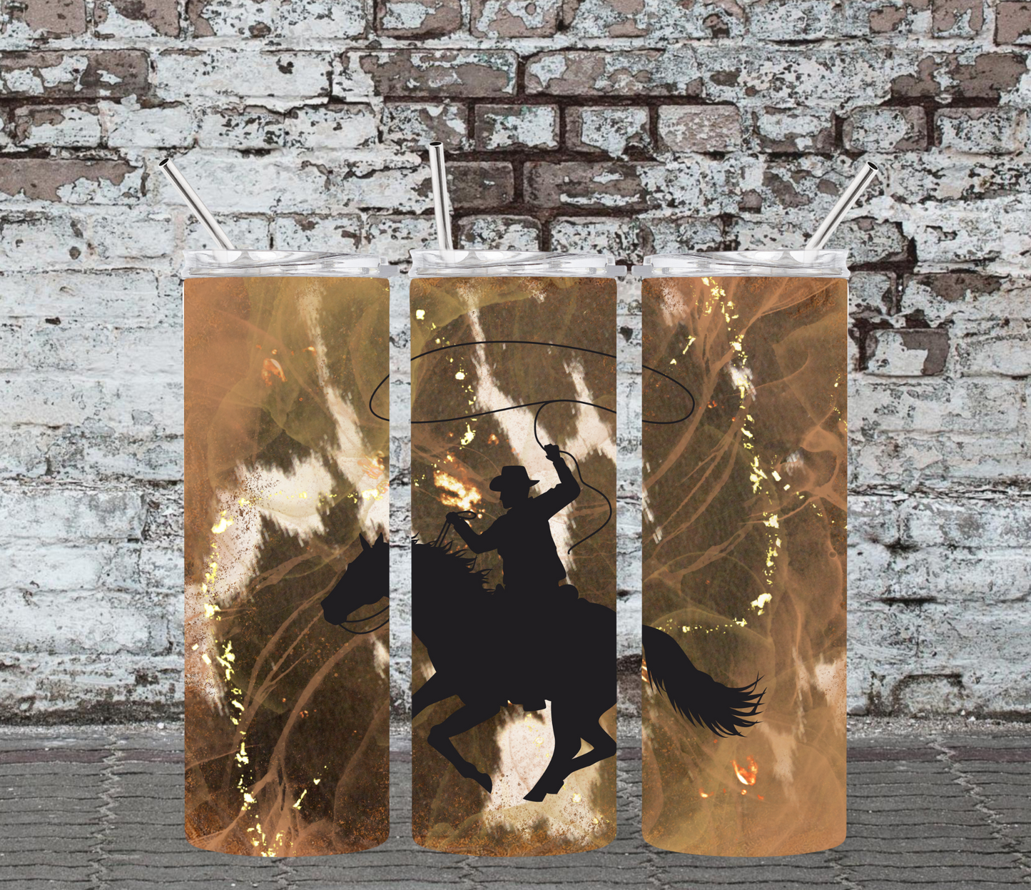 20OZ SKINNY TUMBLER - BULL RIDER 3