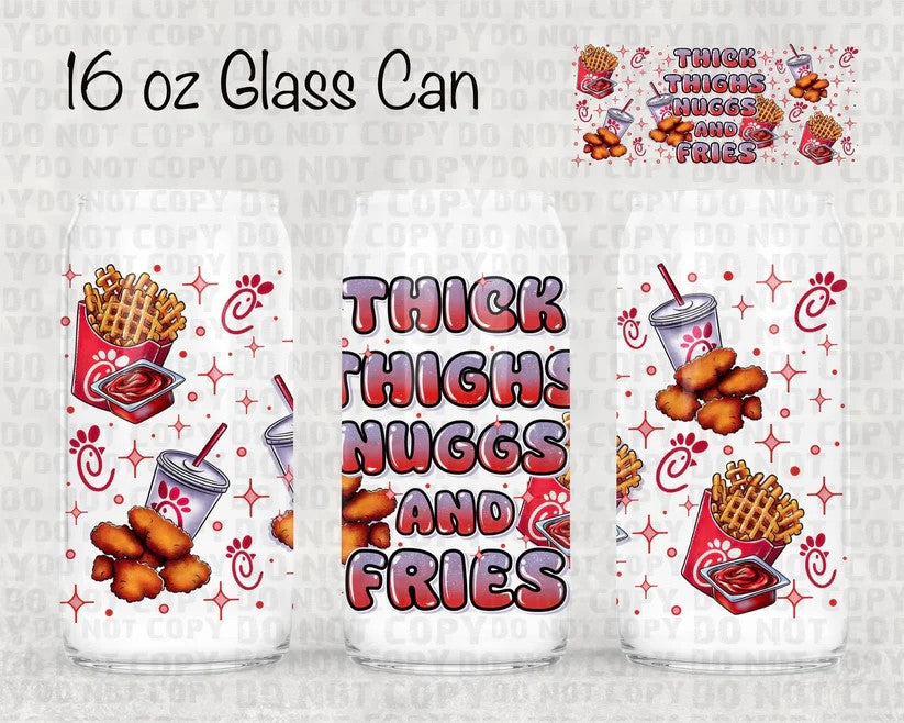 THICK THIGHS NUGGETS AND FRIES - 16OZ GLASS TUMBLER