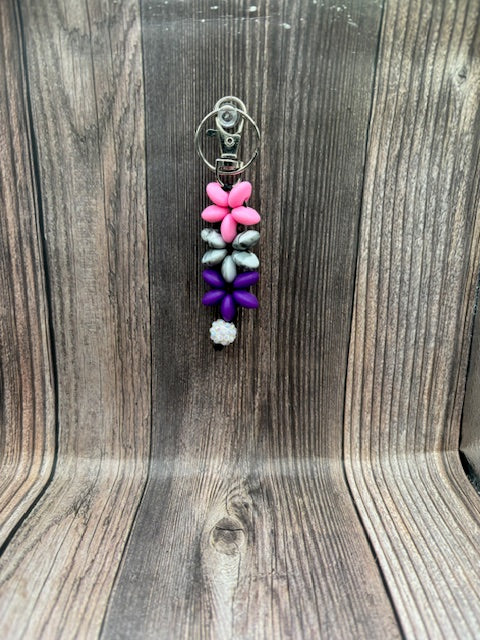 THREE MINI FLOWER KEYCHAIN