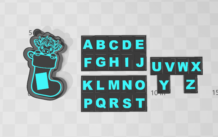 COW STOCKING WITH LETTERS -FRESHIE MOLD