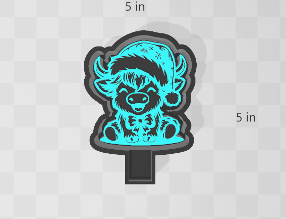 CHRISMAS COW WITH HAT AND BOW -FRESHIE MOLD