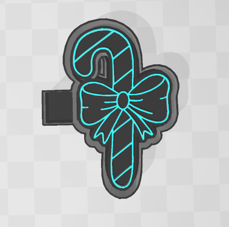 SINGLE CANDY CANE WITH BOW -FRESHIE MOLD