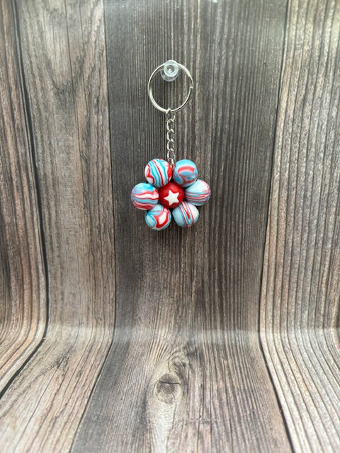 USA MARBLE FLOWER KEYCHAIN