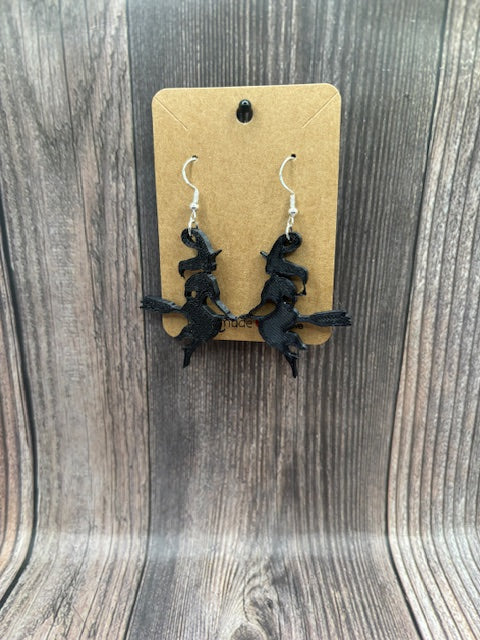 WITCH ON BROOM- 3D EARRINGS