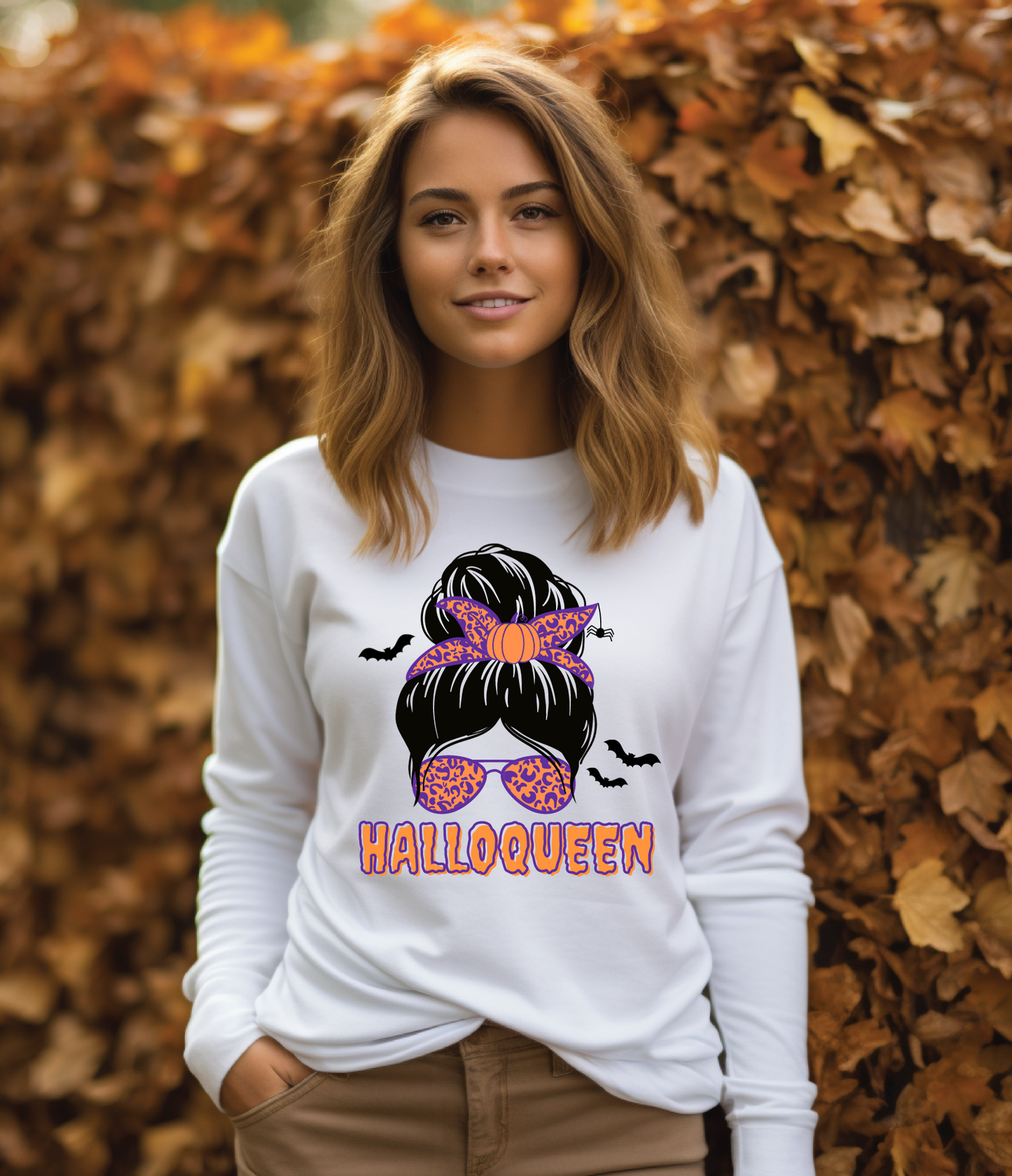 LONG SLEEVE SHIRT - MESSY BUN HALLOWEEN