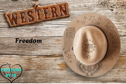 FREEDOM - WIDE BRIM BURNED HAT