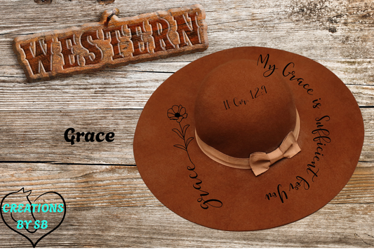 GRACE - WIDE BRIM BURNED HAT