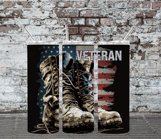 20OZ SKINNY TUMBLER - VETERAN MILITARY BOOTS