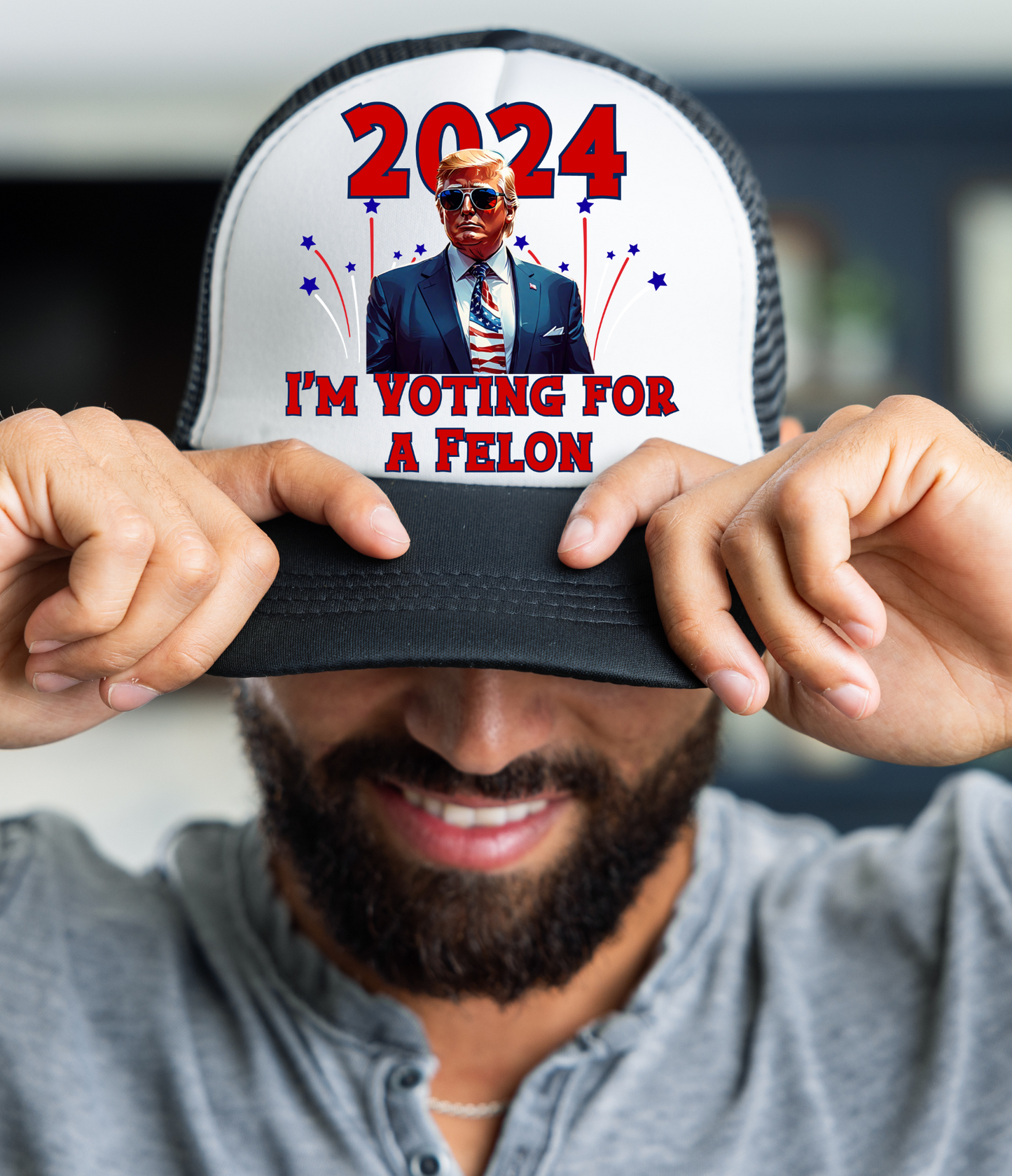 2024 IM VOTING FOR A FELON- TRUCKER HAT