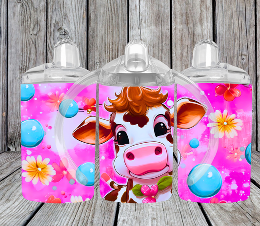 12OZ SIPPY CUP -PINK COW