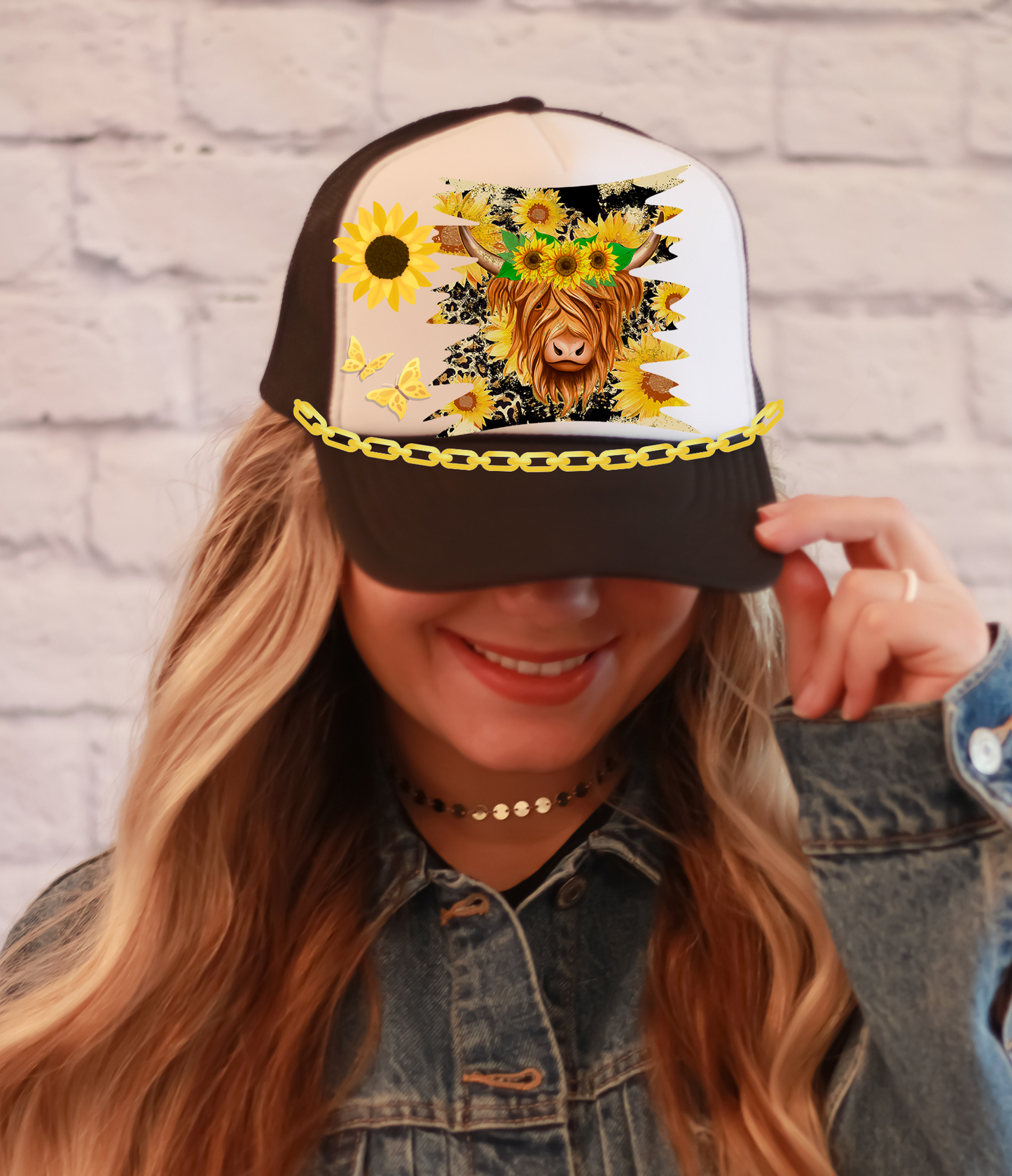 SUNFLOWER HIGHLAND COW - TRUCKER HAT