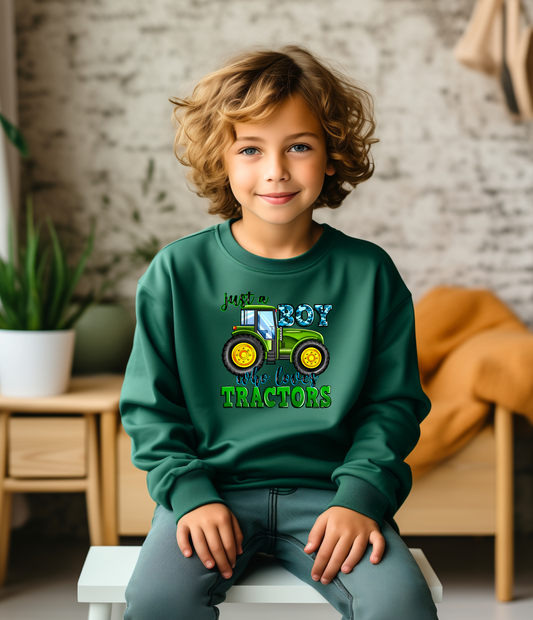 YOUTH SWEATSHIRT - JUST A BOY WHO LOVES TRACTORS
