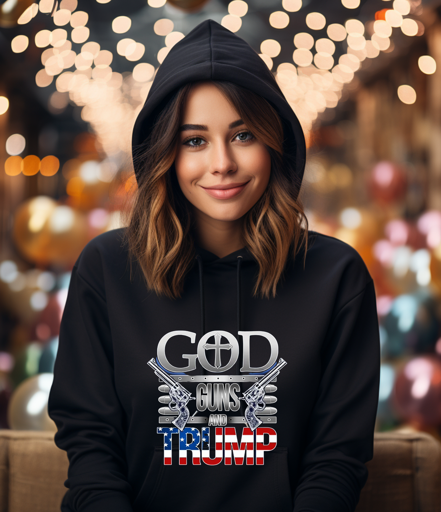 PULL OVER HOODIE - GOD GUNS AND TRUMP