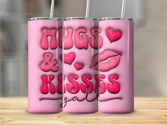 20OZ SKINNY TUMBLER - 3D HUGS AND KISSES