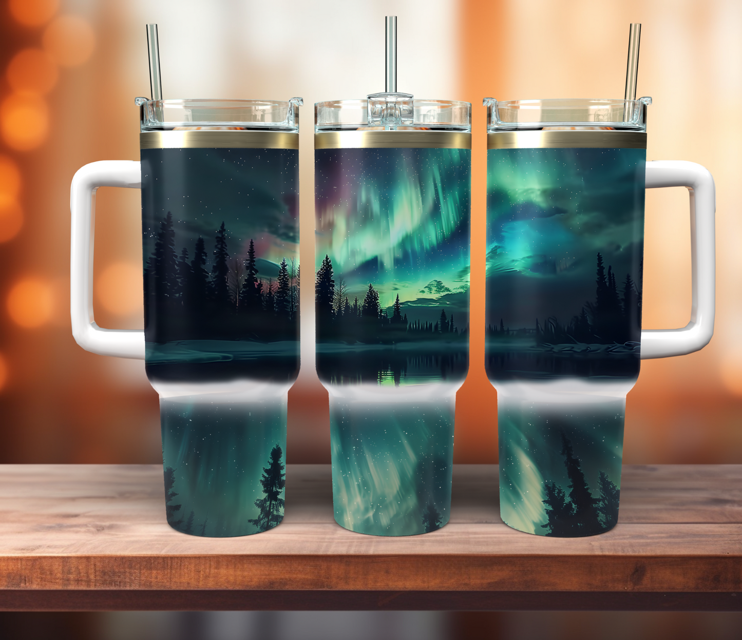 NORTHERN LIGHTS - 40OZ WHITE TALL CAR MUG TUMBLER