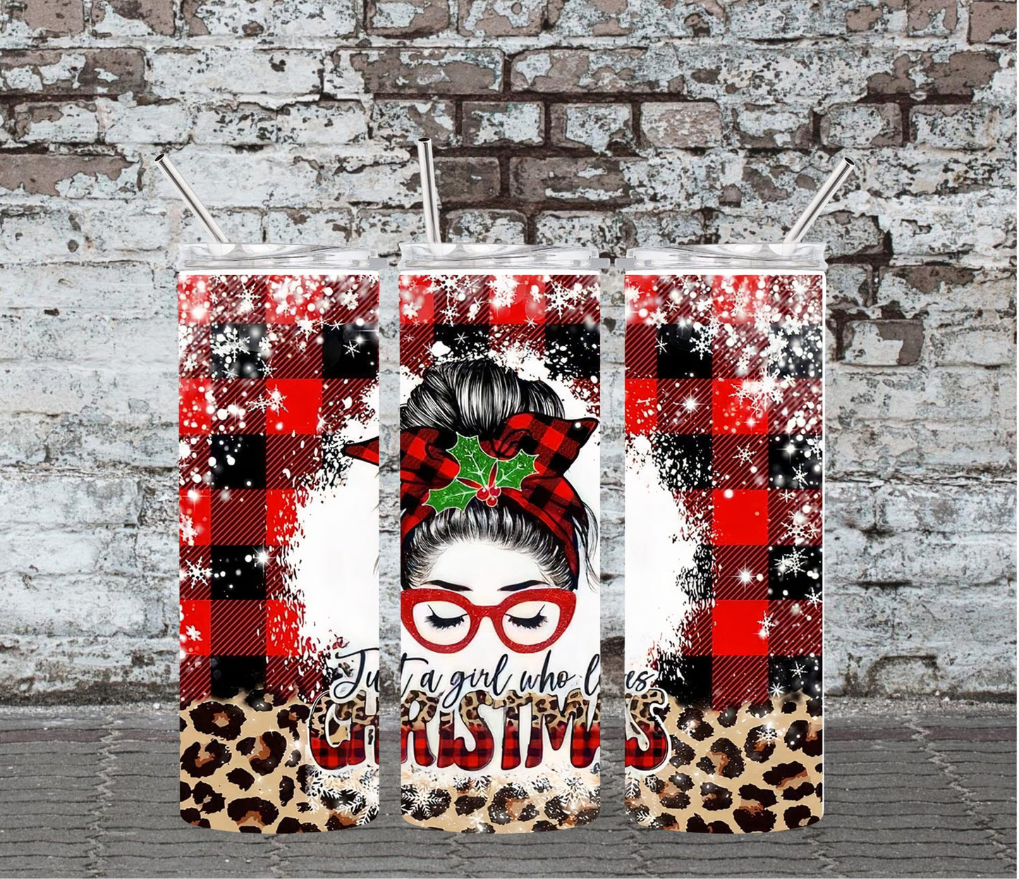 JUST A GIRL WHO LOVES CHRISTMAS- 20OZ SKINNY TUMBLER