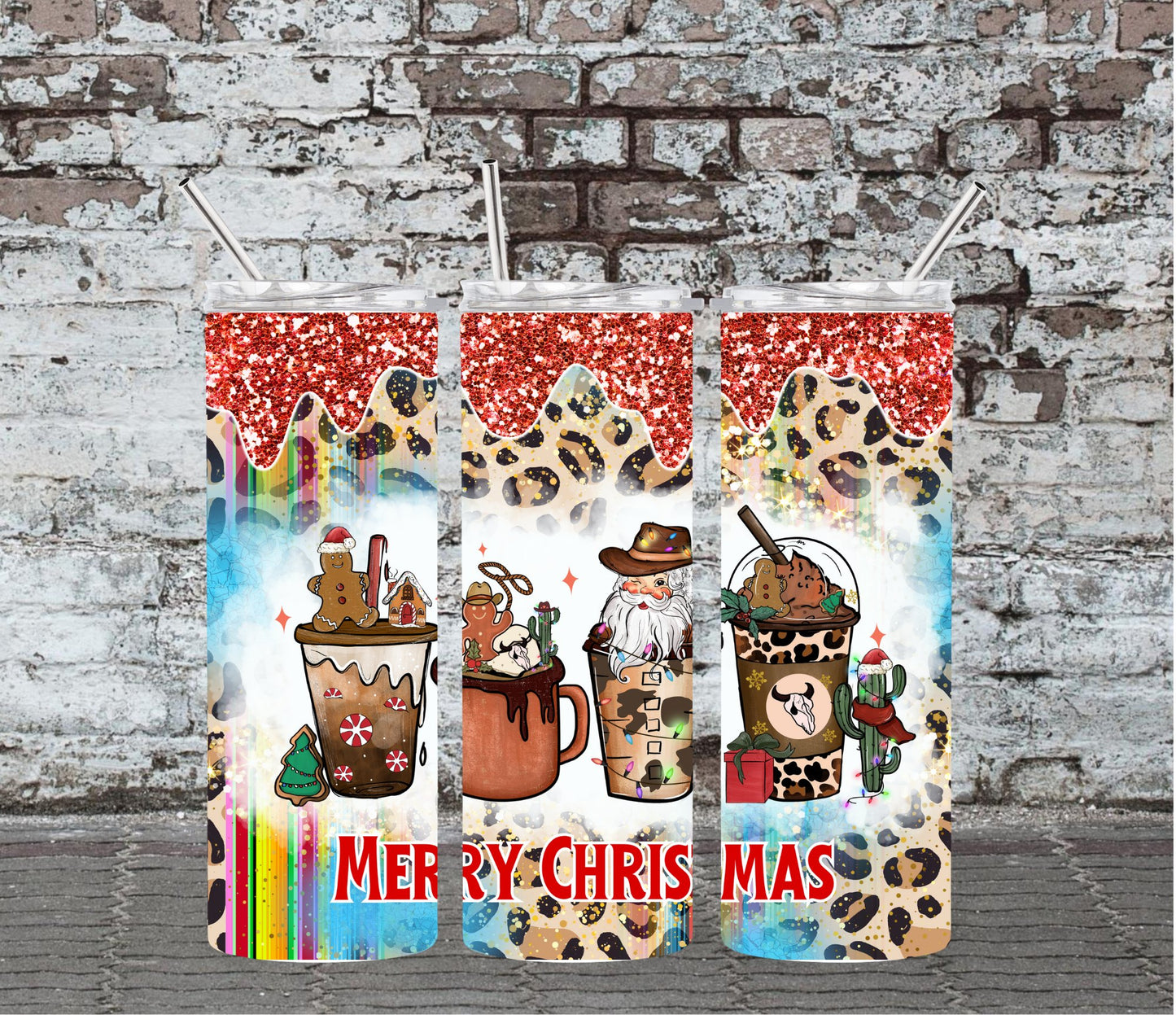 MERRY CHRISTMAS COFFEE CUPS- 20OZ SKINNY TUMBLER