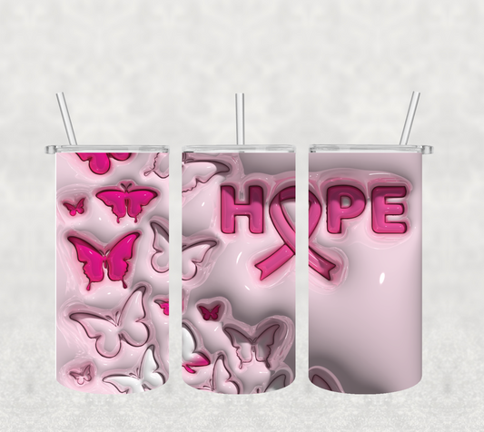 14OZ SKINNY TUMBLER - PUFFY PINK BUTTERFLY HOPE