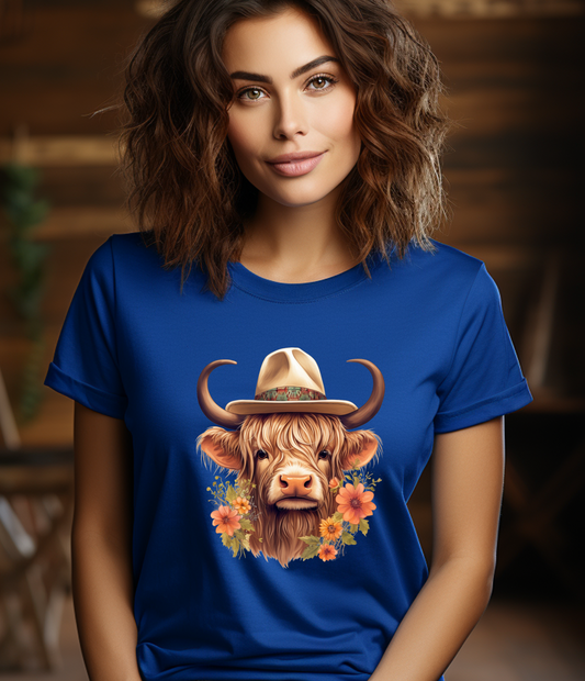 T-SHIRT - HIGHLAND IN COWBOY HAT