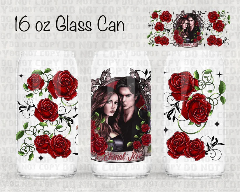 16OZ GLASS TUMBLER - TWILIGHT WITH ROSES