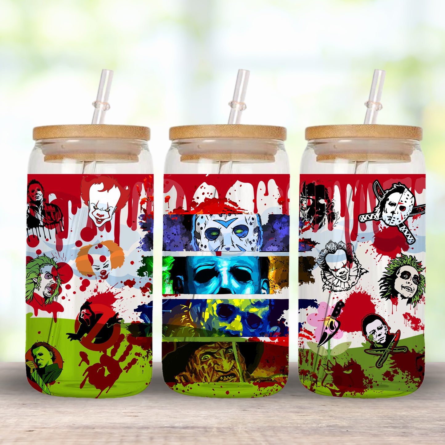 16OZ GLASS TUMBLER - HALLOWEEN KILLERS